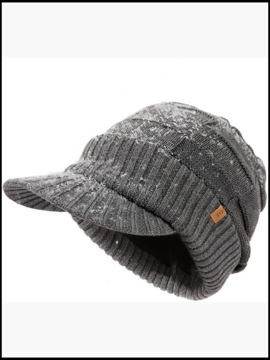 Merino Wool Blend Waterproof Beanie with Brim Visor Hat Unisex main image 4